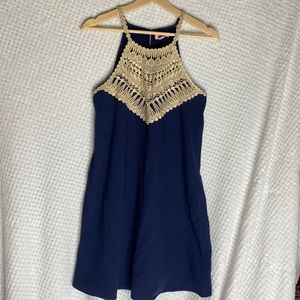 Lilly Pulitzer navy blue and gold dress